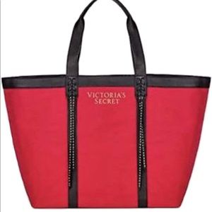 Victoria's Secret Large Red Black Shoulder Tote